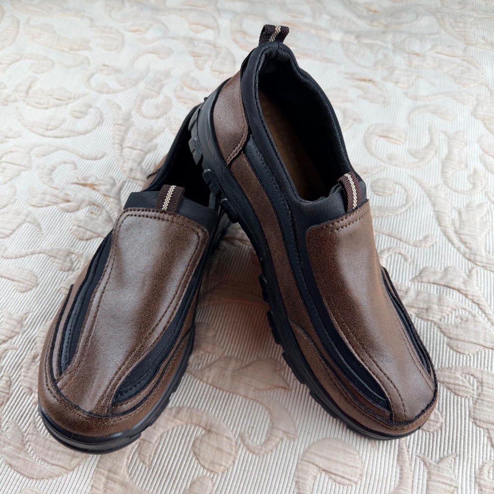 Cosidram Mens Brown Faux Leather Loafers Casual Slip On Walking Shoes Size 9M